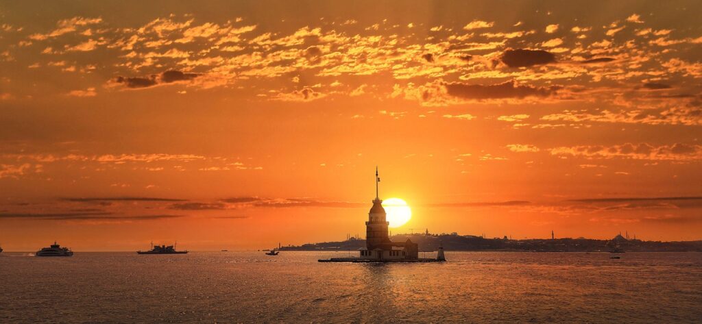 maiden's tower, istanbul, sunset